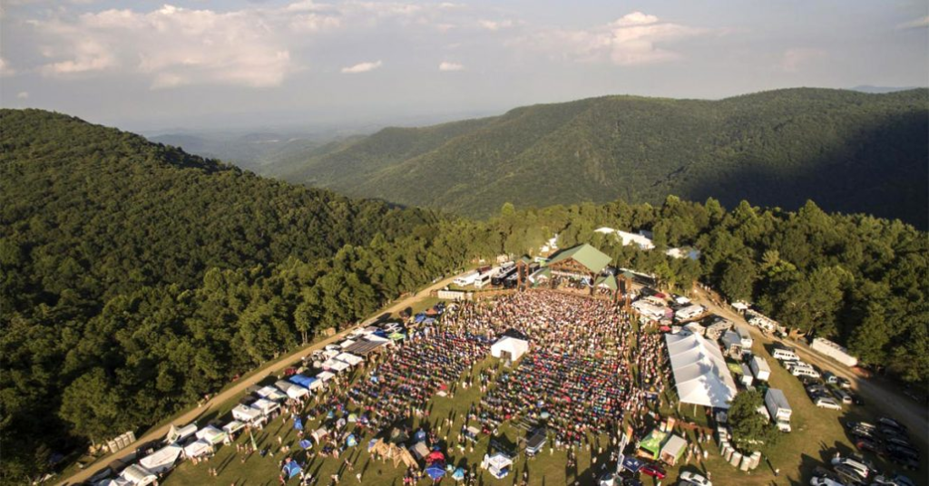 Aerial view of FloydFest 2021, rv friendly music festivals to visit this summer